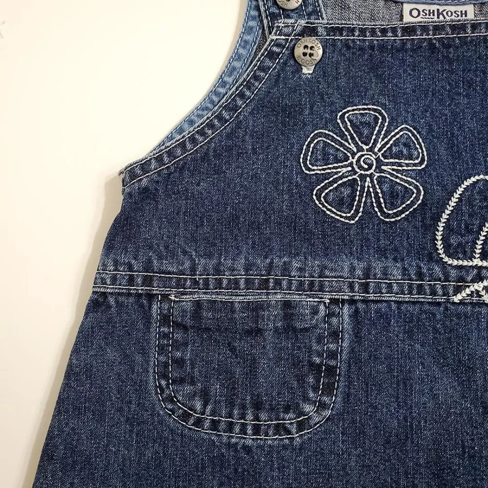 Oshkosh B'gosh Girl Denim Jumper Dress 24 Months Embroidery Blue Canada …